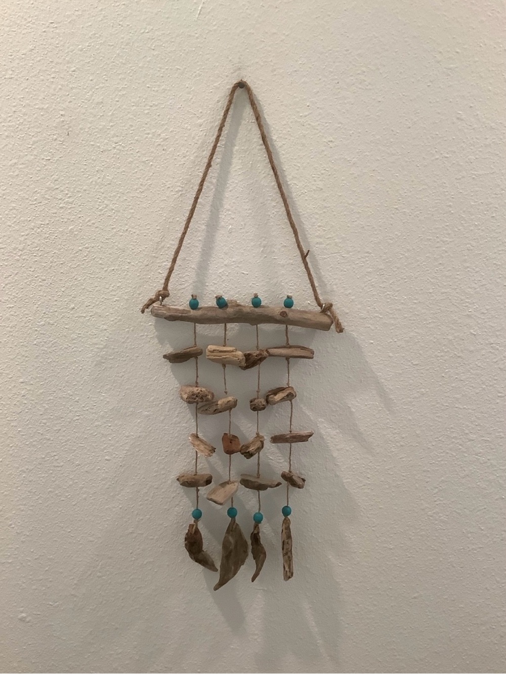 Driftwood Art, Driftwood Beaded Mobile, Driftwood Mobile, Coastal Decor